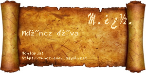 Müncz Éva névjegykártya